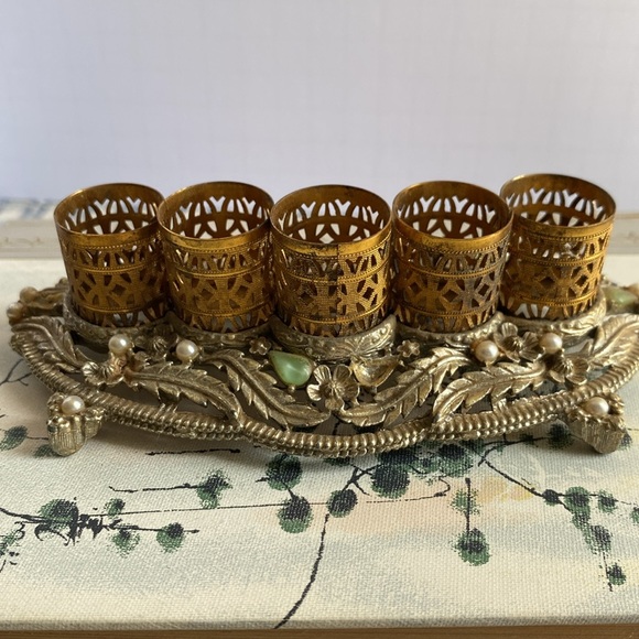 Vintage Sam, Fink jeweled, lipstick holder, mid-century, gold, and silver toned - Picture 4 of 8